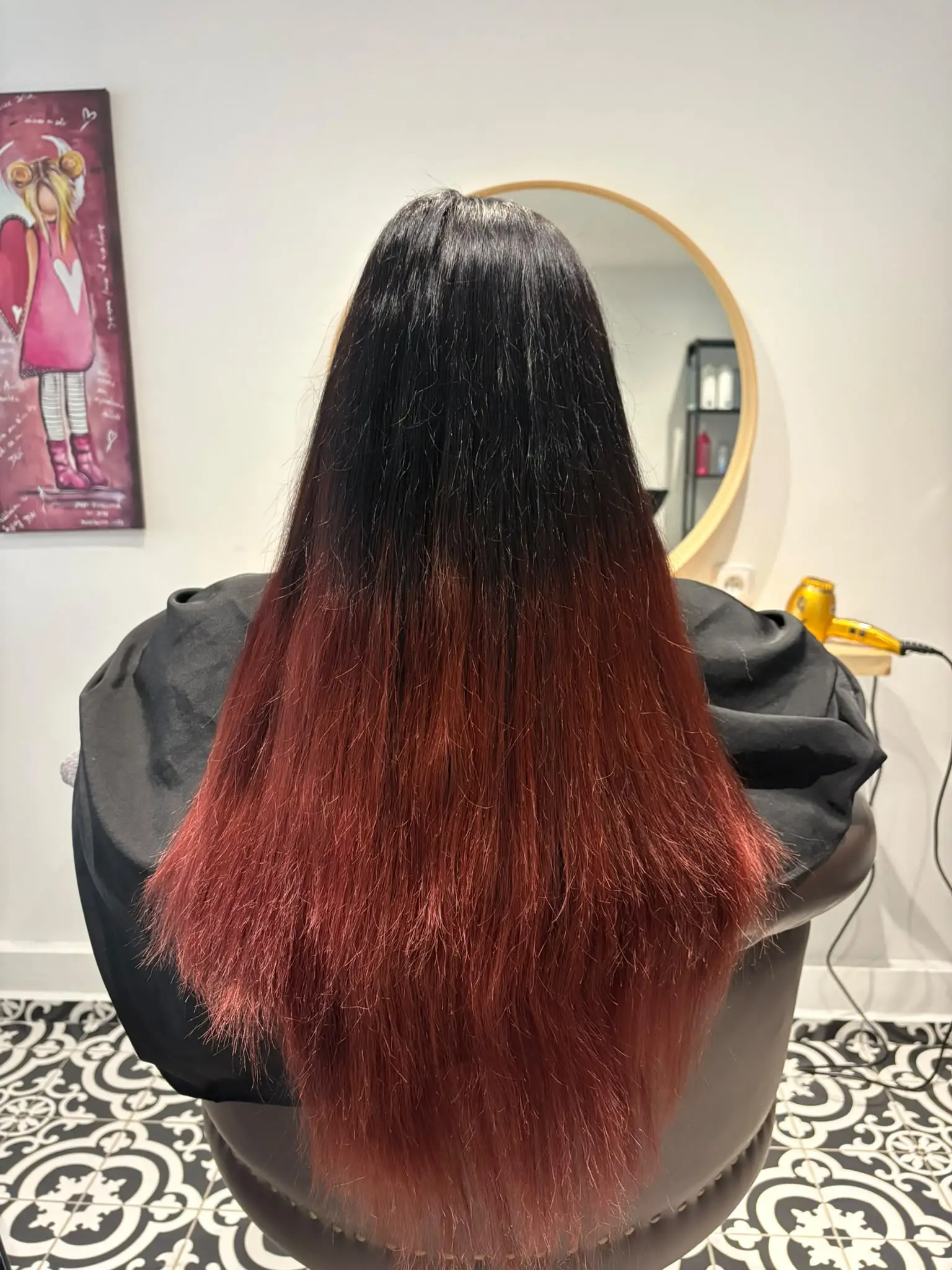 Balayage Burgundy před proměnou